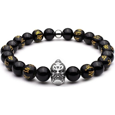 BudNej minerální Buddha z obsidiánu a obsidiánu s mantrou MN1131