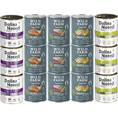 Dolina Noteci Premium a Wild Farm Superfood Mix příchutí 30 x 800 g