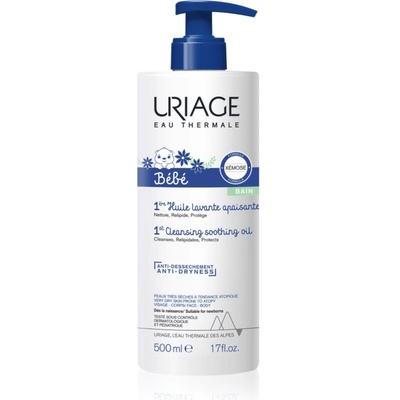 Uriage Bébé 1st Cleansing Soothing Oil успокояващо почистващо олио за суха към атопична кожа 500ml