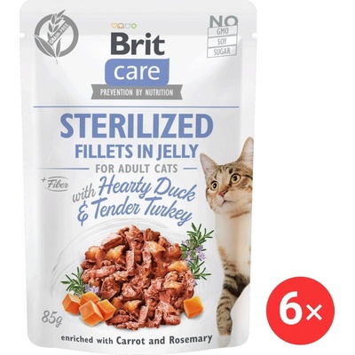 Brit Care Cat Sterilized Fillets in Jelly with Hearty Duck & Tender Turkey 6 x 85 g