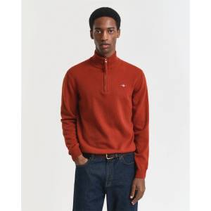 Gant Superfine Lambswool Half Zip Fleece - Brown