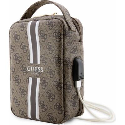 Guess PU 4G Printed Stripes Travel Universal Bag Brown Guess Travel Universal bag je perfektní taška na cesty, do které pohodlně zabalíte vše co potřebujete k provozu telefonu, tabletu nebo notebooku