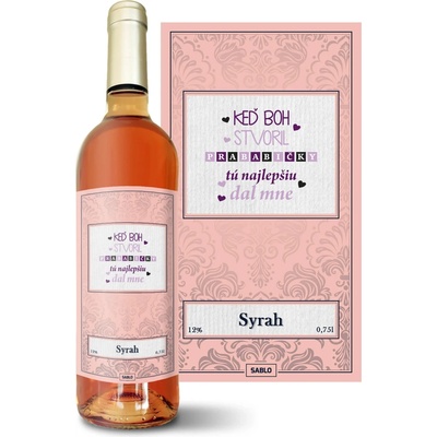 Sablio Keď Boh stvoril prababičky Syrah ružové suché víno 12 % 0,75 l (čistá fľaša)