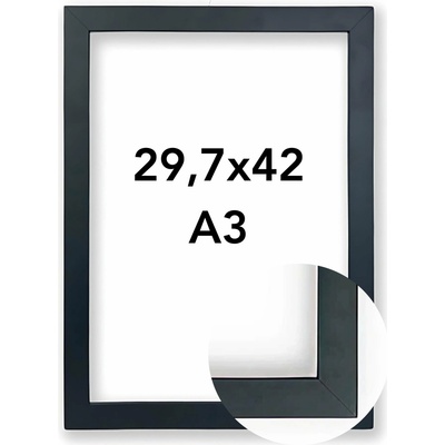Fotorámeček Stuttgart Rozměr: A3 - 29,7 x 42 cm, Barva: Černá, Typ zasklení: Plexi