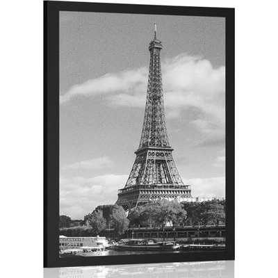 Plagát nádherná panoráma Paríža v čiernobielom prevedení