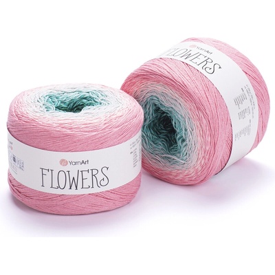 Yarn Art příze Flowers 292 zelená, tyrkys, růžová