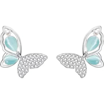 JAY náušnice s Kočičím Okem a zirkony stříbrné zapínání motýl JAY-9076 stříbrná