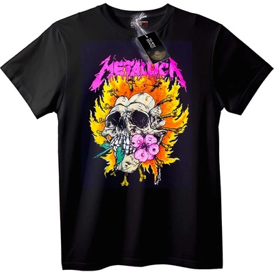 NOONEBRAND Тениска Metallica Череп и цветя - XS, White