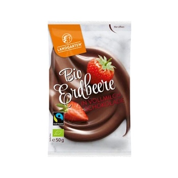 Landgarten bio jahody v mléčné čokoládě 50 g