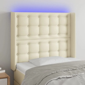 vidaXL LED горна табла за легло, кремава, 103x16x118/128 см (3124134)