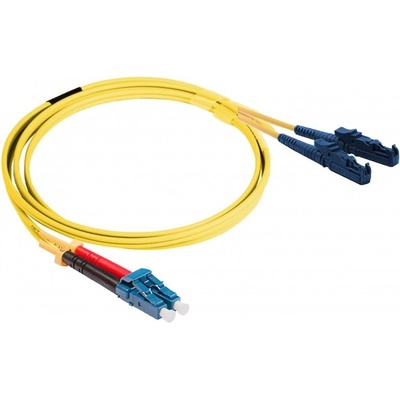 CTnet Optický patch, E2000/PC-LC/PC 9/125 OS2, CTNET-E2000PC-LCPC-9/125-OS2, 3m, žlutý