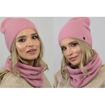 Fashionweek Exkluzivní alpakový zimní set čepice a šála ZIZI-AL1 Růžovy