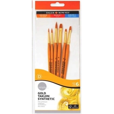 Daler Rowney Simply Acrylic Brush Gold Taklon Synthetic Sada štetcov 6 ks