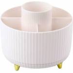 Leantoys 360° Rotating Cosmetic Brush Organizer with 5 Compartments White