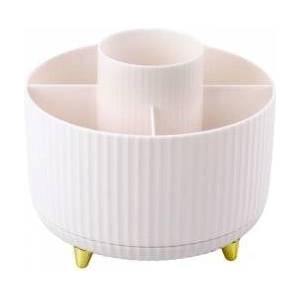 Leantoys 360° Rotating Cosmetic Brush Organizer with 5 Compartments White