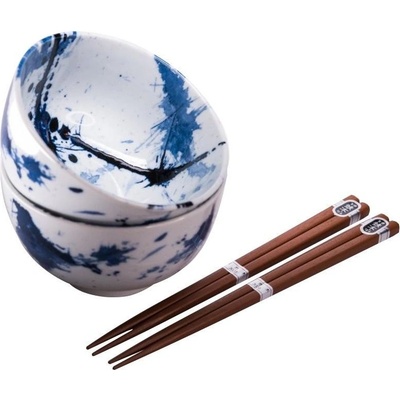 MIJ MIJC0315 Set Misek s hůlkami Blue & White Splash 2 x 350 ml