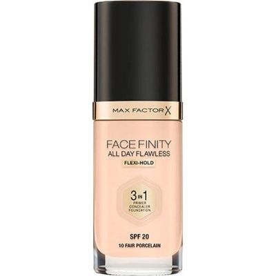 Max Factor Facefinity 3 in 1 tekutý make-up s uv ochranou SPF20 10 Fair Porcelain 30 ml