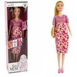 LEAN Toys Baby Doll Pregnant Pink Dress Flowers