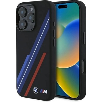 BMW Силиконов калъф BMW Random Lines MagSafe за iPhone 16 Pro Max - черен (3666339324919)