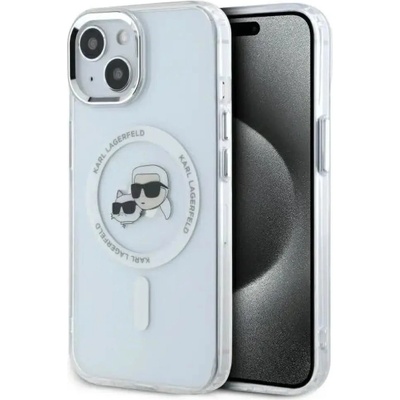 KARL LAGERFELD Калъф Karl Lagerfeld IML Metal Karl&Choupette Head MagSafe за iPhone 15 - бял (3666339284329)