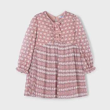 Mayoral Рокля в розово плисирана с цветя за мини момиче Mayoral