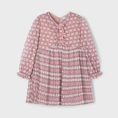 Mayoral Рокля в розово плисирана с цветя за мини момиче Mayoral