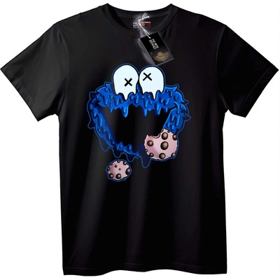 NOONEBRAND Тениска Синьо чудовищно бисквитче - 6XL, Black