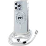 KARL LAGERFELD Калъф за iPhone 15 Pro - Karl Lagerfeld IML Crossbody MagSafe (KLHMP15SLHCHCCHCHNT) - Transparent Choupette Head&Cord