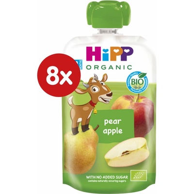HIPP BIO Kapsička 100 % ovocie jablko banán jahoda 8 x 100 g