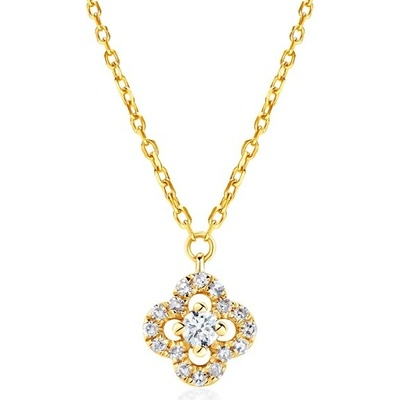 Savicki Náhrdelník květina žlté zlato, diamanty SAVFAN36327WHT