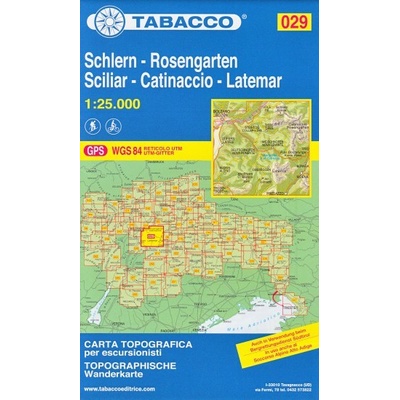 Oblasti Schlern, Catinaccio / Rosengarten, Latemar, Regglberg (Tabacco - 029) - turistická mapa | knihynahory.cz