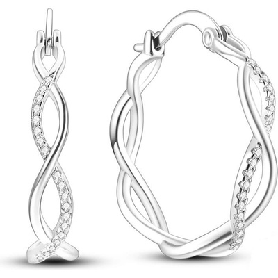 DELIS Сребърни обеци, jw595, дизайн с плетен обръч, родиево покритие (jw595)