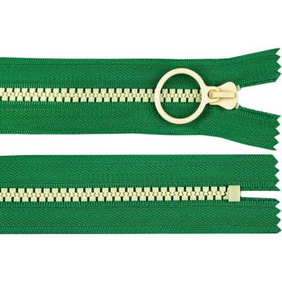 Kostěný zip barevný No 5 délka 15 cm s ozdobným jezdcem, malé, 11 (243) zelená béžová světlá