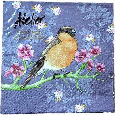 Atelier servítky Bird violet 33x33cm 20ks