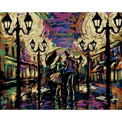 Zuty Malování Podle Čísel Zamilovaný Pár Pod Deštníkem 80 x 100 Cm Plátno Rám