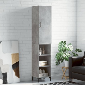 vidaXL Висок шкаф, бетонно сив, 34, 5x34x180 см, инженерно дърво (3198981)