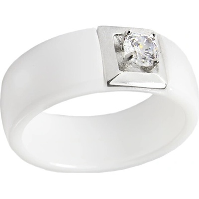 BM Jewellery Dámský keramický prsten se zirkonem bílý S905130