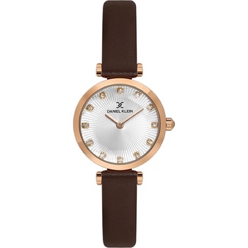 Daniel Klein DK. 1.13919-5 Дамски часовник, Кафяв- Сив циферблат с кристали, Кожена каишка