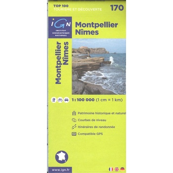 Montpellier Nimes-mapa 1:100 000-IGN 170