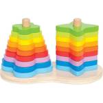 Hape Дървен комплект Hape - Цветни форми за нанизване, Дъга (H0406)