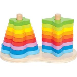 Hape Дървен комплект Hape - Цветни форми за нанизване, Дъга (H0406)