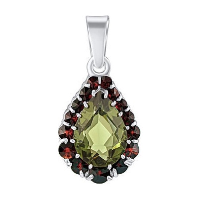 SILVEGO Strieborný prívesok Grivela s granátom a vltavínom B180281SV