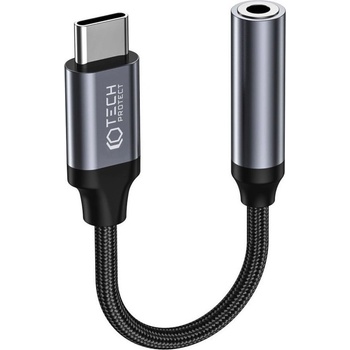 Tech-Protect Пасивен адаптер USB-C мъжко към 3.5 мм женско за устройства с USB-C порт (12 см) - Tech-protect Ultraboost USB-C Male to 3.5 mm Female Adapter (черен) (THP1794)