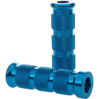 Aluminium Knurled Replacement Road/Track Footrest Pegs Round (Blue) - PAIR PEGRNDBU