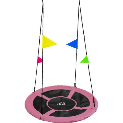 Aga závesný hojdací kruh 90 cm ružový s vlajkami
