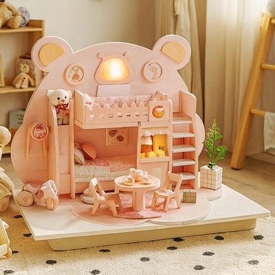 HABARRI Miniatura domečku DIY LED dětská skluzavka