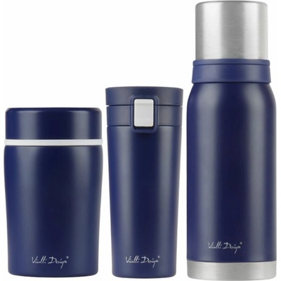 Vialli Design FUORI modrá zostava termohrnček 400 ml + termoska 1 l + termoska na jedlo 500 ml