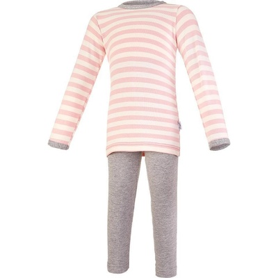 Little Angel DITA Pyžamo DR smyk Outlast® Pruh růžový šedý melír