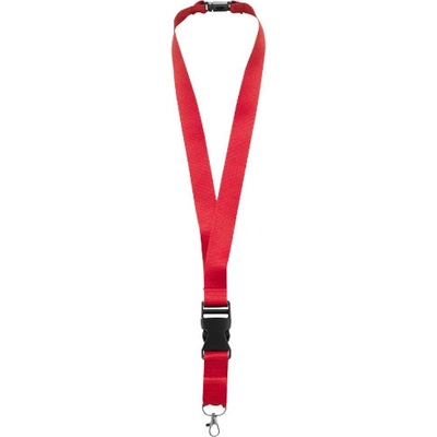 Snúrka na krk Lanyard Yogi s odopínacou prackou a rozopínacou poistkou Červená