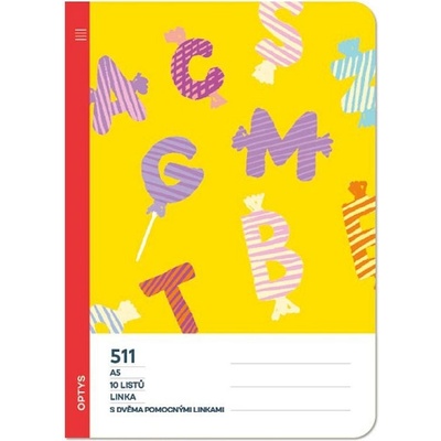 Optys Školní sešit 511 bezdřevý s dvěmi pomocnými linkami 20 mm písmena – Zboží Dáma